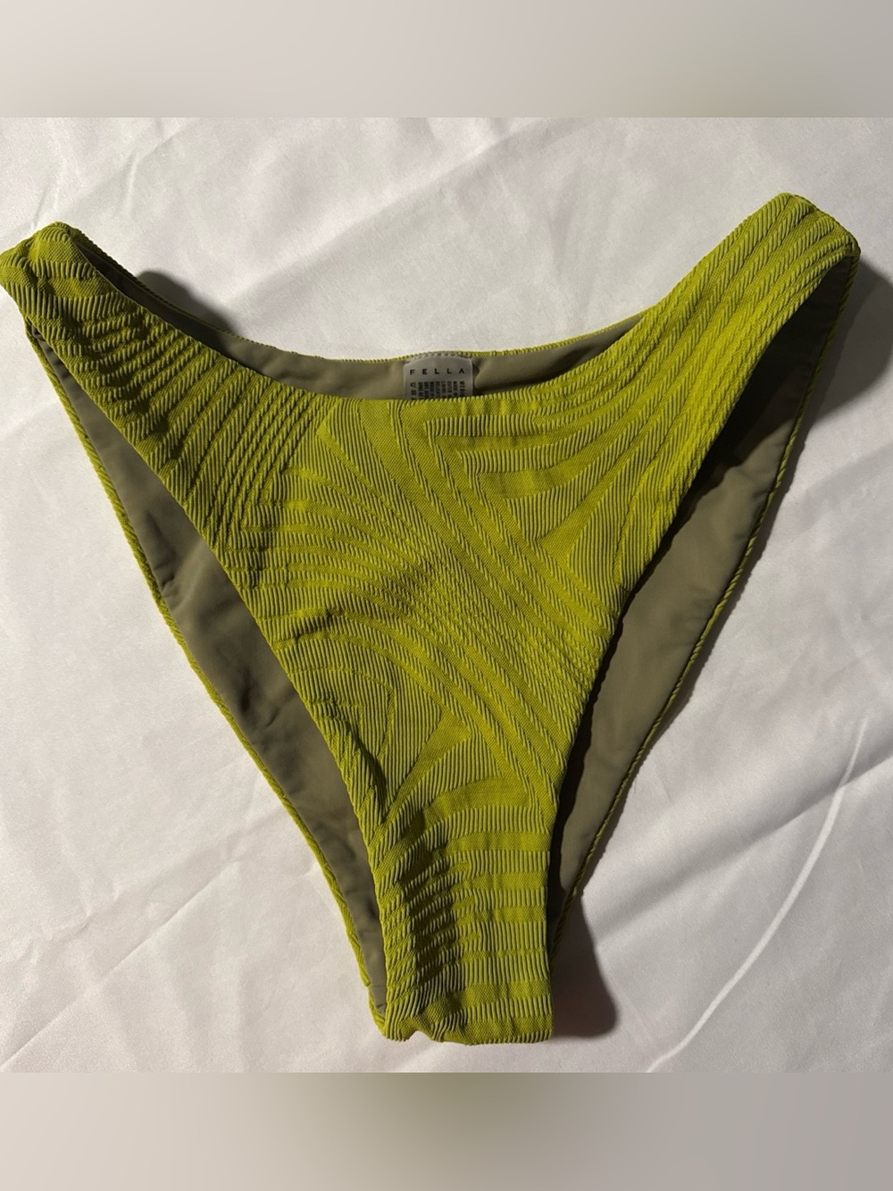 Fella  Textured Lime High-Cut Bikini Bottom